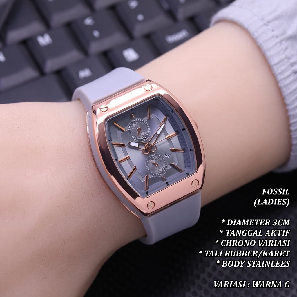 (BISA COD) JAM TANGAN WANTIA FASHION TALI RUBBER BODY OVAL ROSE GOLD TANGGAL AKTIF CHRONO VARIASI