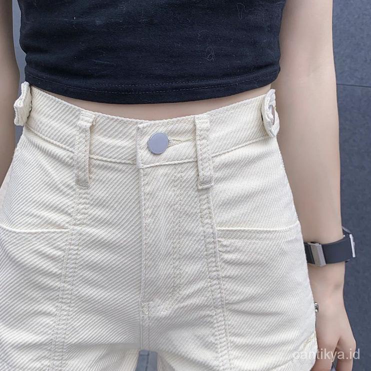 Murah Celana jeans pendek wanita loose korea style model Celana Denim Robek xl XXl hot pants Warna S