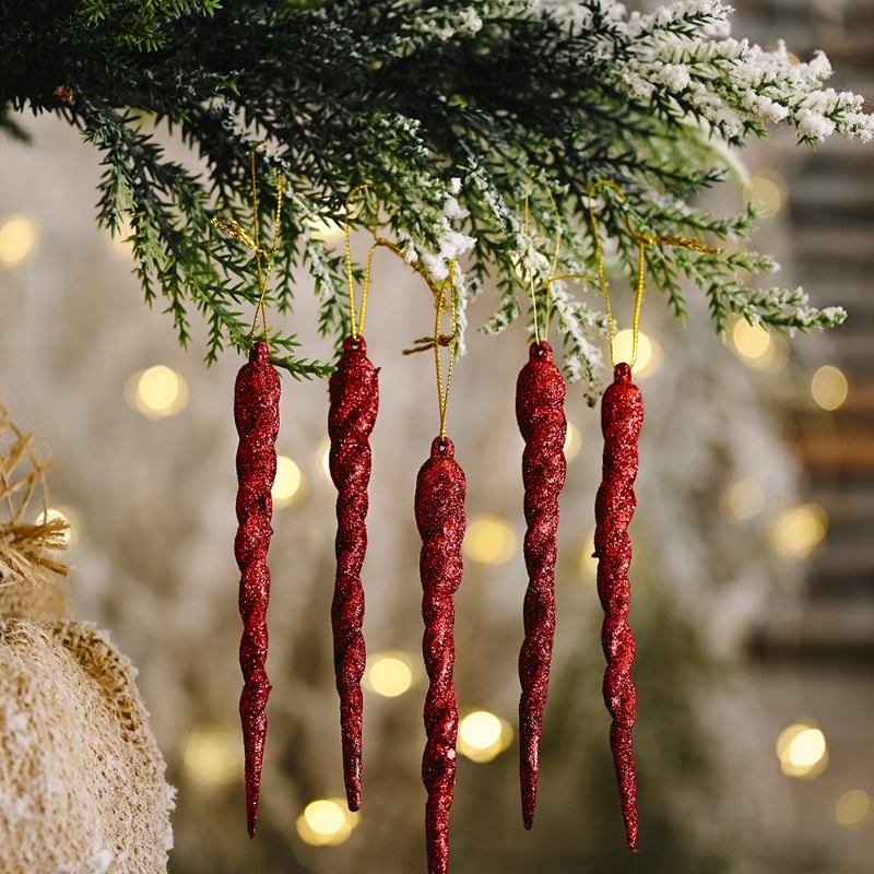 5pcs / set Ornamen Es Gantung Imitasi 13cm Untuk Dekorasi Pohon Natal / Tahun Baru / Musim Dingin