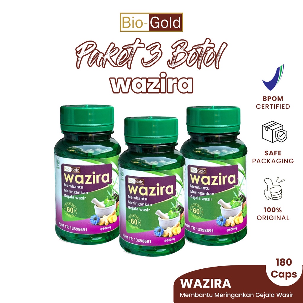 [ PAKET 3 BOTOL ] Wazira Obat Wasir Herbal Ambeien Dalam Ambeyen Ambien Wasira isi 60 Kapsul Bio Gol