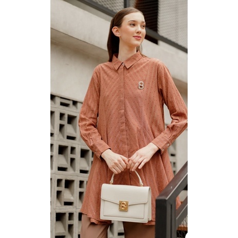 Lara Shirt - Terracotta Benang jarum benangjarum S M L XL XXL buttonscarves nada series voal fis fro