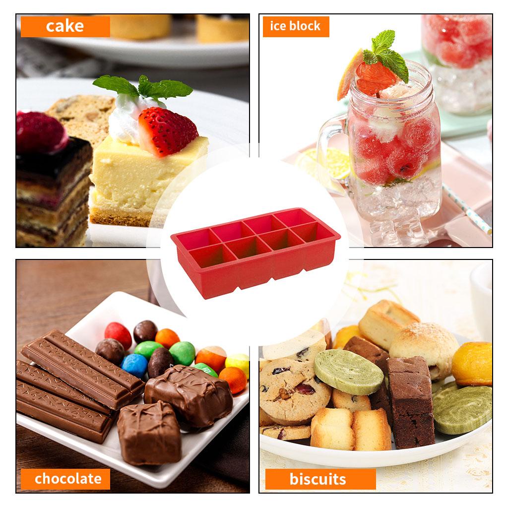 Ice Cube Maker Nampan Pembuat Cetakan Es Blok Silikon 8-grid Untuk Bar Anggur Merah