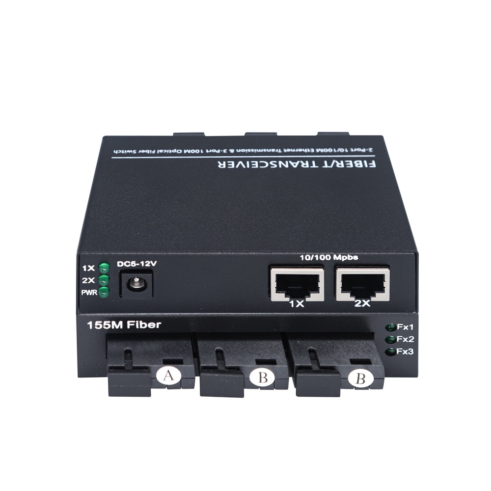 POE Media Converter 3FO 2E Switch Ethernet 3 Port FO SC - 2 Port LAN 100 Mbps