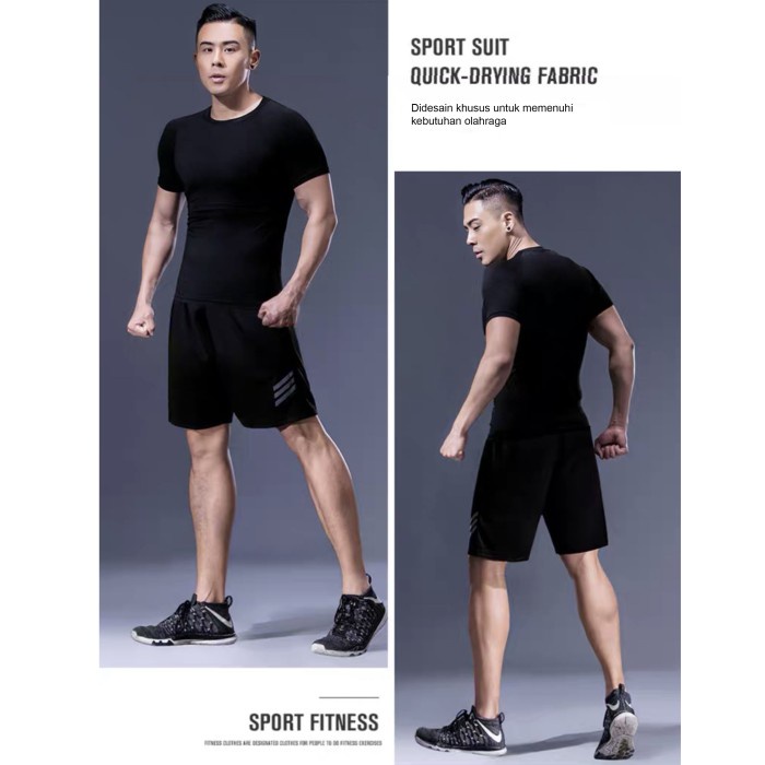 Baju Olahraga Pria Setelan Sports Wear Quick Drying Import