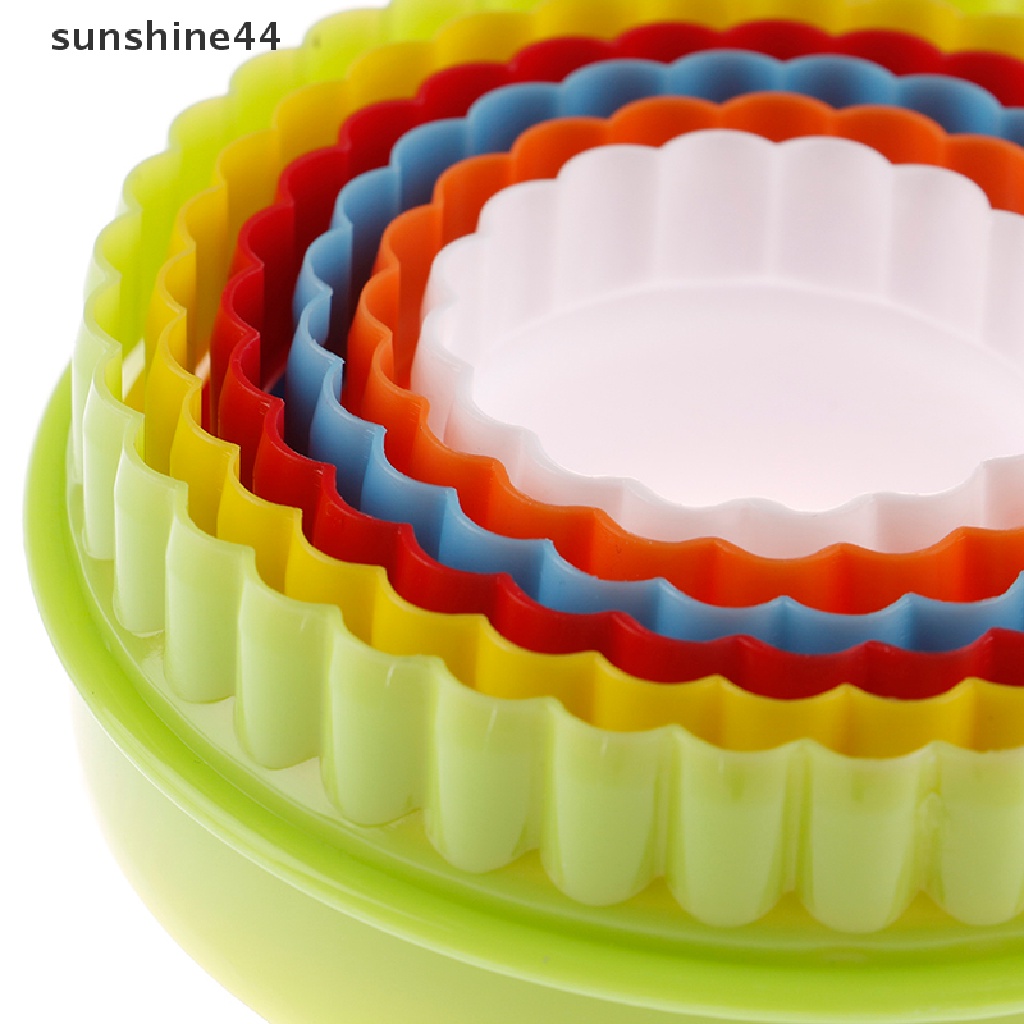 Sunshine 6Pcs Alat Pemotong Adonan Pangsit Bentuk Bunga / Bulat