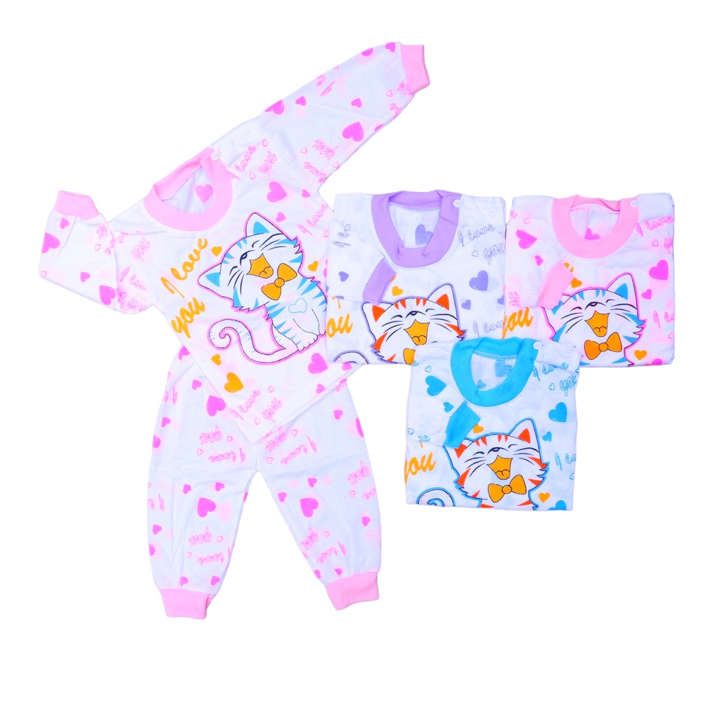ISI 3 SETELAN BAJU BAYI PEREMPUAN PANJANG MOTIF 3-18 BULAN
