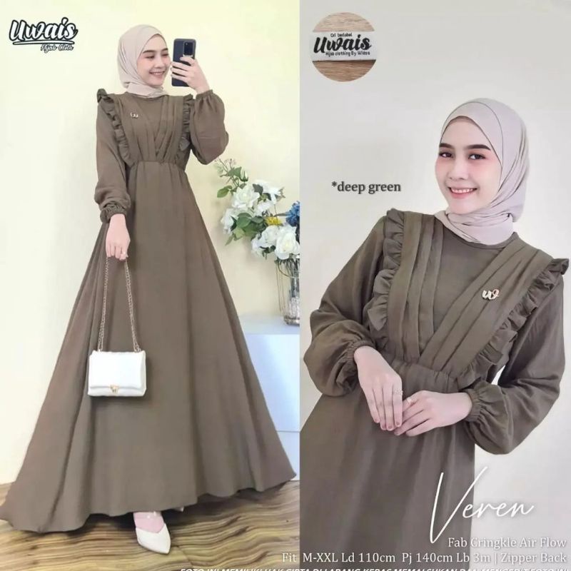 Veren Dreaa Wanita Remaja Terbaru 2022~Dress Crinkle Wanita~Rempel Dresa Wanita OOTD Premium~Pakaian