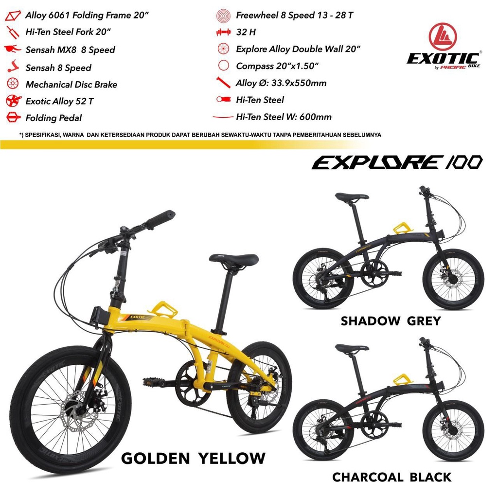 Bazar sepeda - Sepeda Lipat 20 Inch Exotic Explore 100