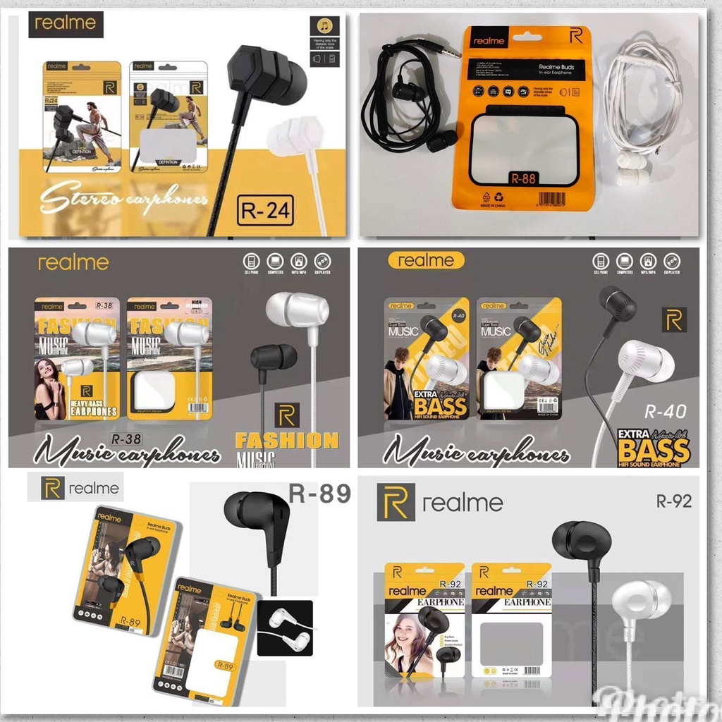 Headset Realme R Series Stereo HD Sound Quality In-ear Earphone Mic Jack 3.5mm Handsfree Kabel
