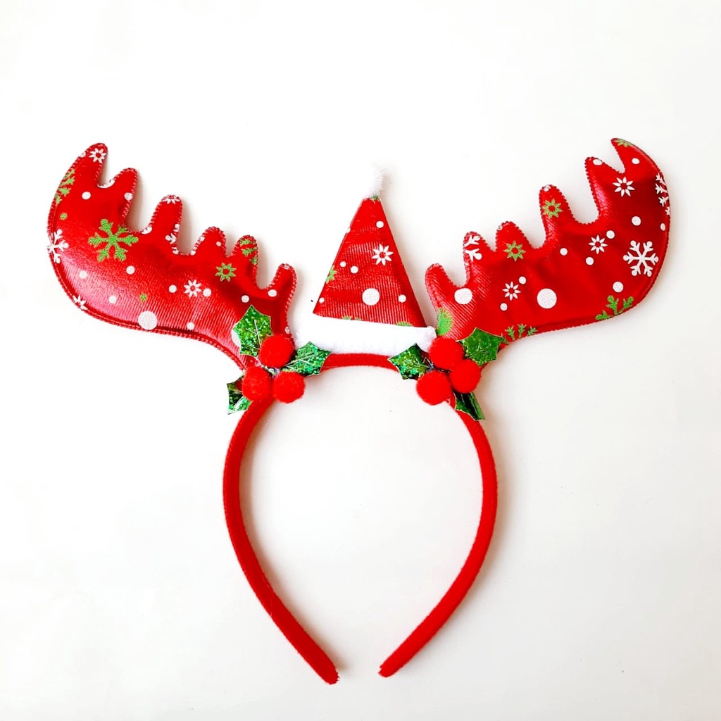 Bando Natal Tanduk Rusa Metalik Merah Kado Natal Christmas Headband Bando Rusa Natal Ornamen Kado Christmas Murah