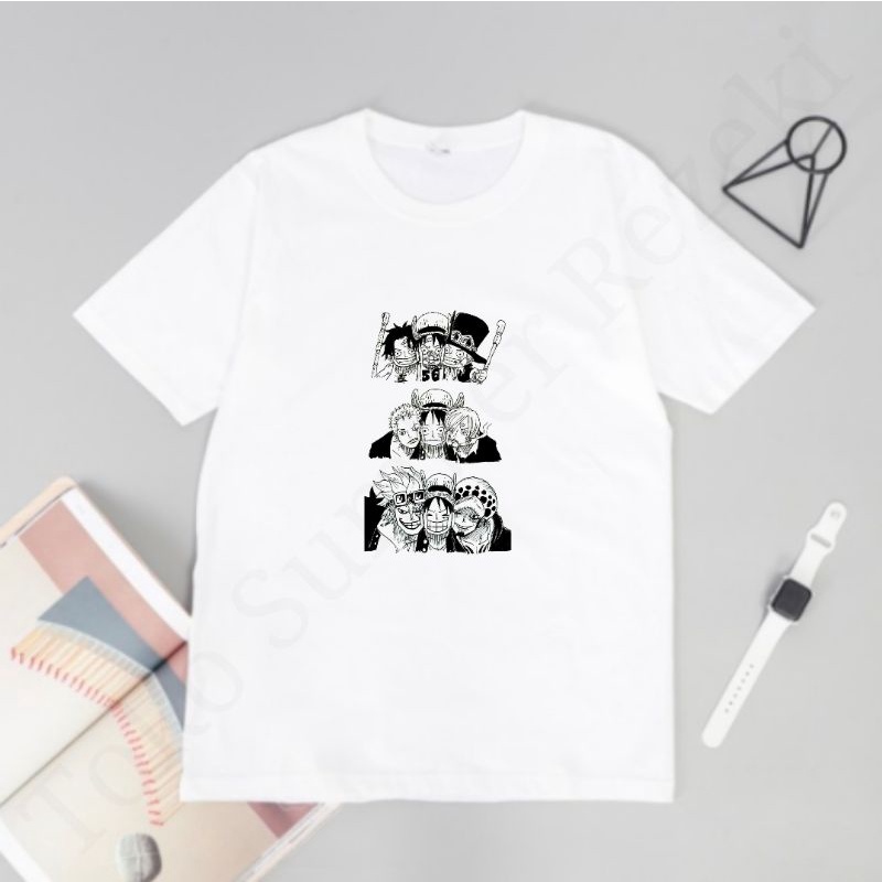 Baju Kaos Oblong One Piece Pendek Putih TShirt White Luffy Onepiece