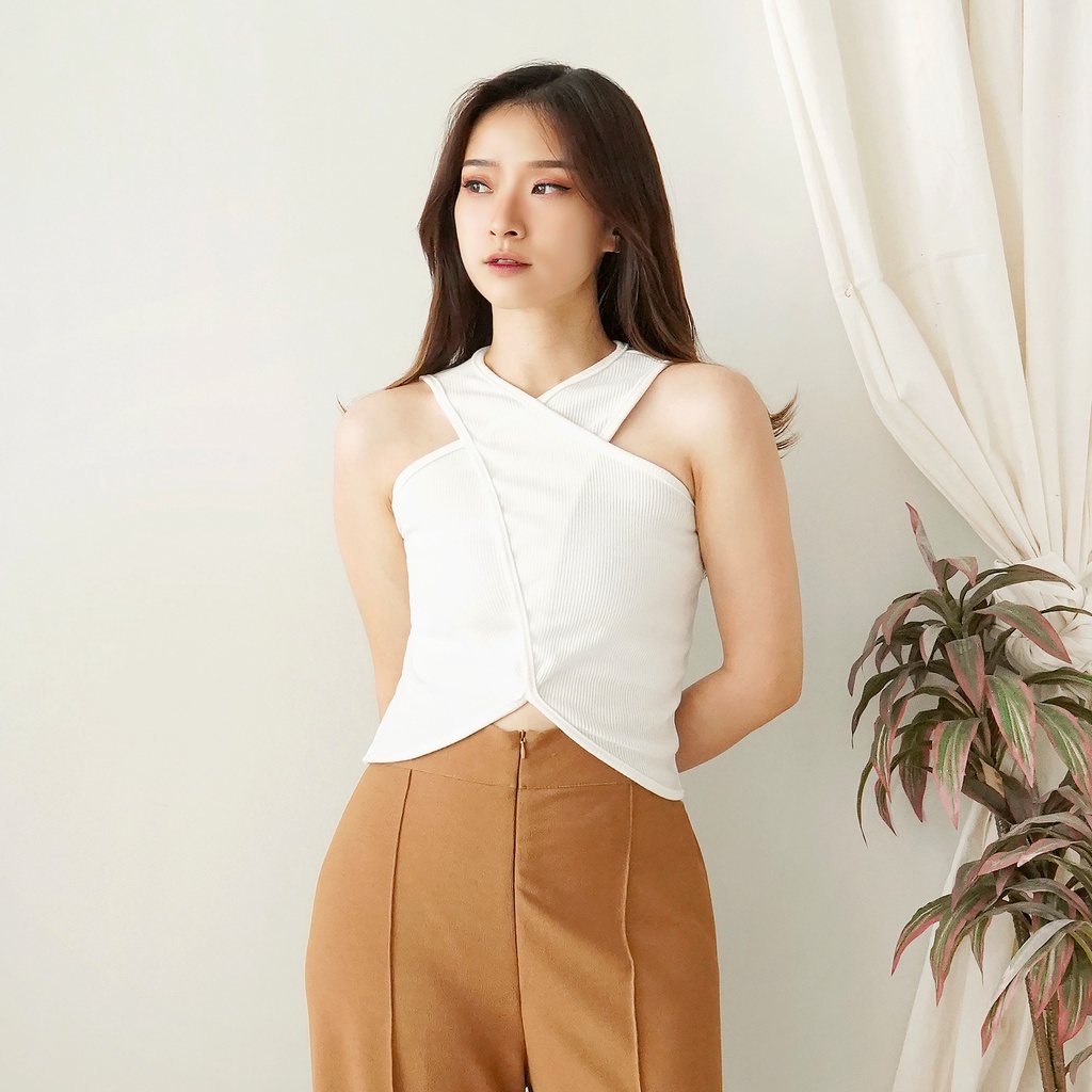 Korean Basic Crop Tank Top Halter Baju Atasan Wanita Top 207