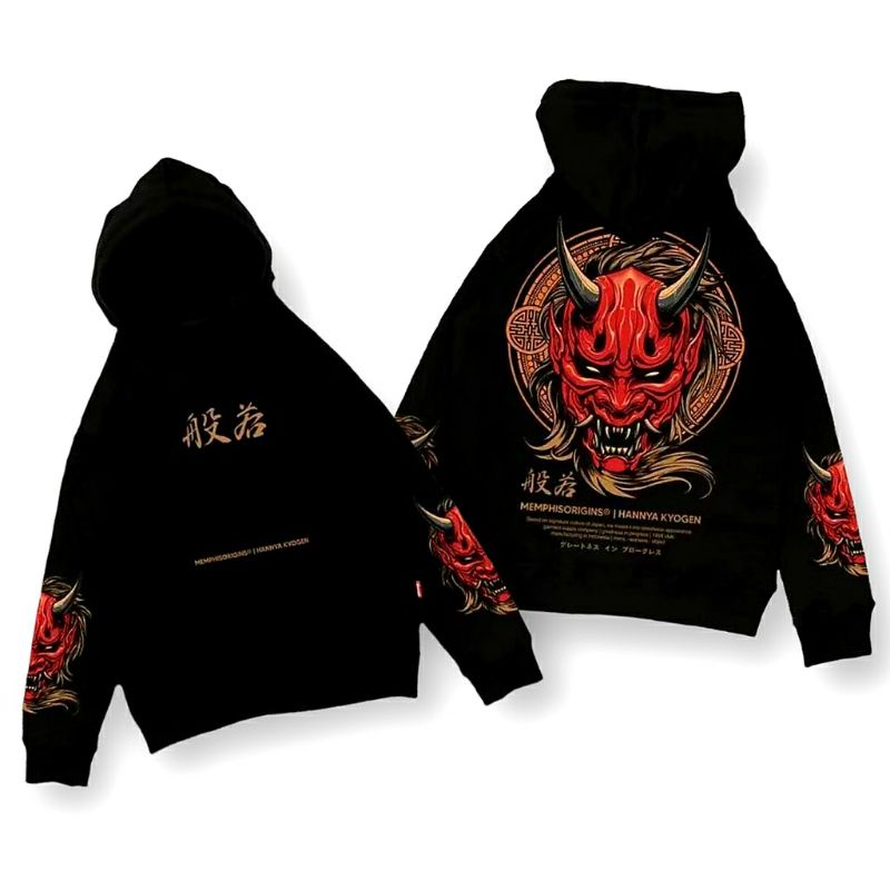 { BAYAR DI TEMPAT } Jaket Anak Laki Laki Hoodie MEMPHIS  HANNYA KYOGEN motif set@n jepang hoodie Jum