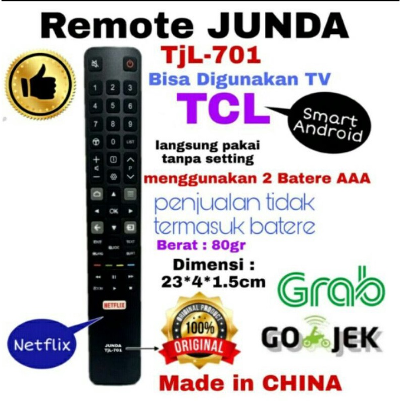 REMOTE UNIVERSAL JUNDA 701 cocok TV LED TCL smart TV ANDROID