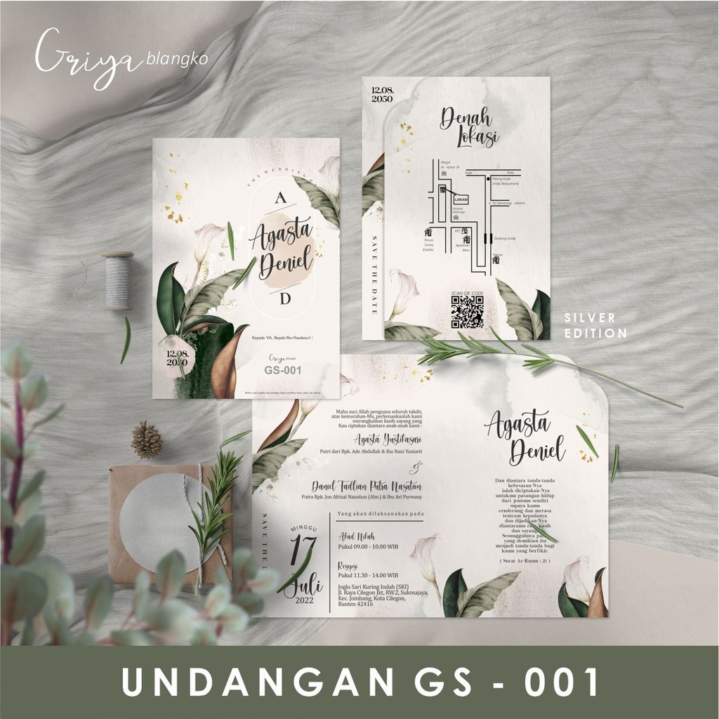 UNDANGAN GS-001 | SILVER EDITION | Undangan Pernikahan Murah | Blangko Undangan | Griya Blangko | Un