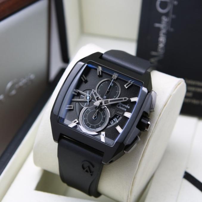 Jam Tangan Pria Alexandre Christie Ac 6617 Ac6617 Black Rubber Origina Yana.Tri