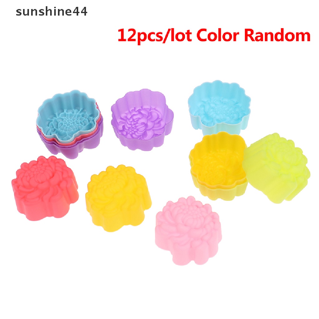 Sunshine 12Pcs Cetakan Jelly / Puding Bentuk Bunga Daisy Chrysanthemum Ukuran 5cm