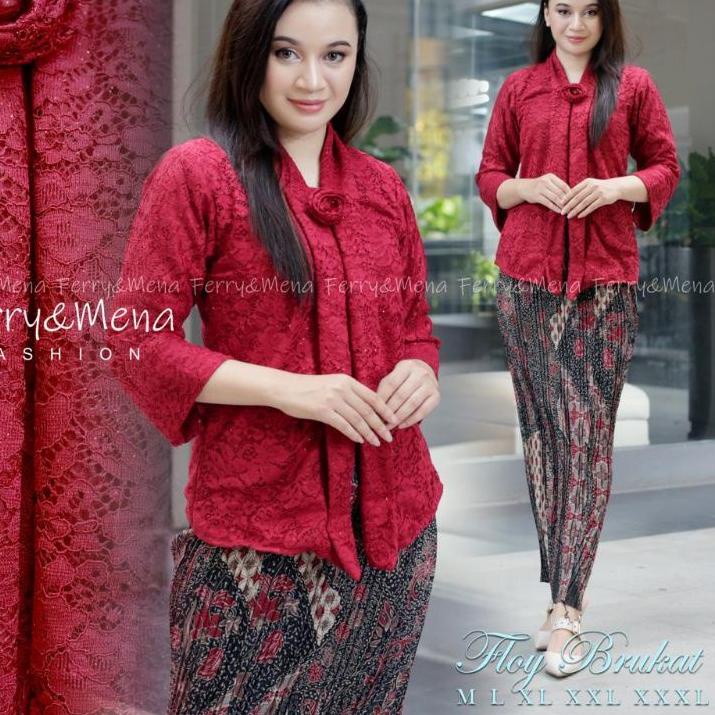 *Grosir* Indahkebaya | ATASAN SAJA / KEBAYA FLOY BROKAT JUMBO LD 100 110 120 130 / KEBAYA KUTUBARU B