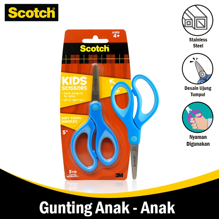 

Mudah 3M Scotch Gunting Anak Tumpul 5 Inch Kids Scissors Blunt Tip 3M-1442-B Hemat