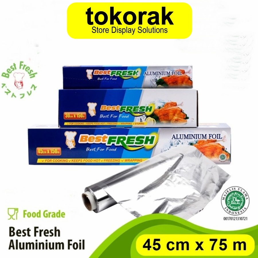 BEST FRESH ALUMINIUM FOIL ROLL 45 CM x 75 M BESTFRESH WRAPP FOR FOOD