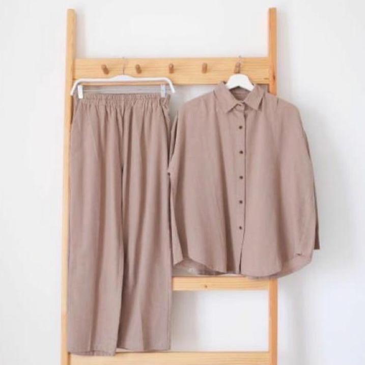 New Stock ONE SET WANITA CRINCLE AIR FLOW PREMIUM // STELAN KEMEJA WANITA/SET BLOUSE WANITA FULL KAN
