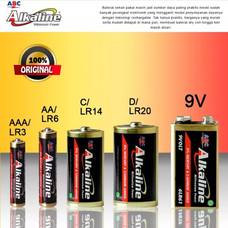 Baterai ABC Alkaline LR6 AA 1.5V / R03 AAA 1,5V Isi 2 Pcs Batu Bateray A2 / A3