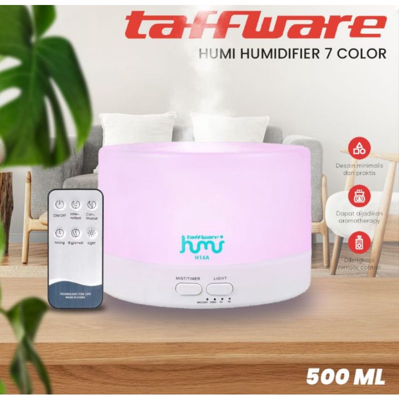 Taffware Air Humidifier Aromatherapy Oil Diffuser 7 Color 500ml with Remote Control