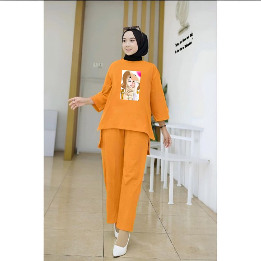 Setelan Tunik Hijab Topi/Fashion Muslim Senyawa
