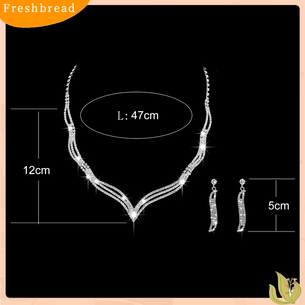 2pcs / Set Kalung Choker Anting Berlian Imitasi Bentuk Geometris Untuk Aksesoris Perhiasan