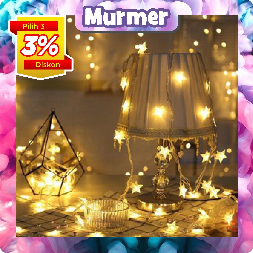 MurmerOfficial Lampu Tumblr Bintang/Lampu Twinkle Light / Tumbler Natal LED / Lampu Hias Gantung E006