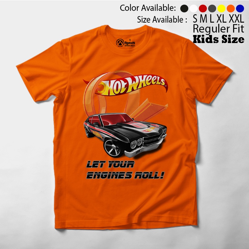 Baju Kaos Atasan Anak Laki - Laki Motif Hotwheels - Engines Roll