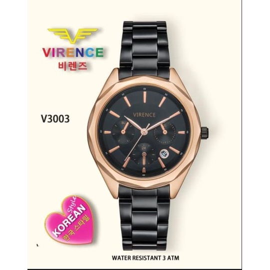 Grosiran Jam Tangan Wanita Virence Analog 3887HB Strap Stainless Steel Tanggal Aktif Free Box Jam Tangan