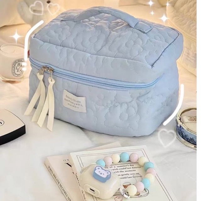 TRAVEL COSMETIC BAGS PREMIUM PASTEL COLOR / TAS KOSMETIK SKINCARE FLUFFY LUCU/ KOREAN POUCH MAKEUP  WANITA TRENDY