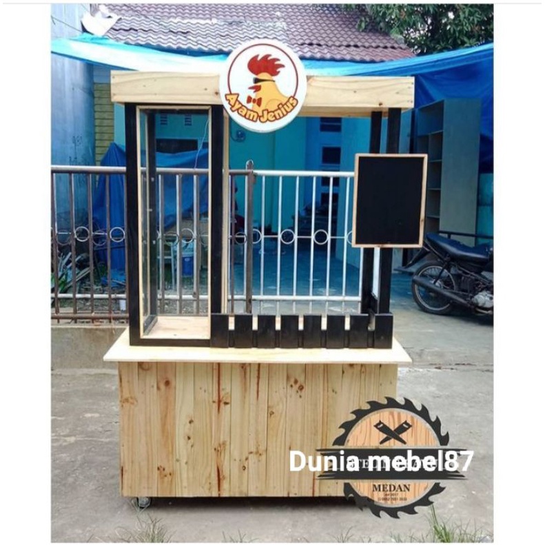 booth kayu jati Belanda murah gerobak jualan booth portabel modern