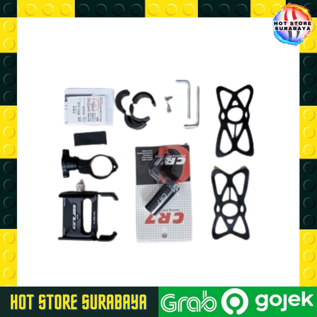 Holder Handphone Dudukan Ponsel Aluminium Aloy / Hitam Holder Plus MotoBar