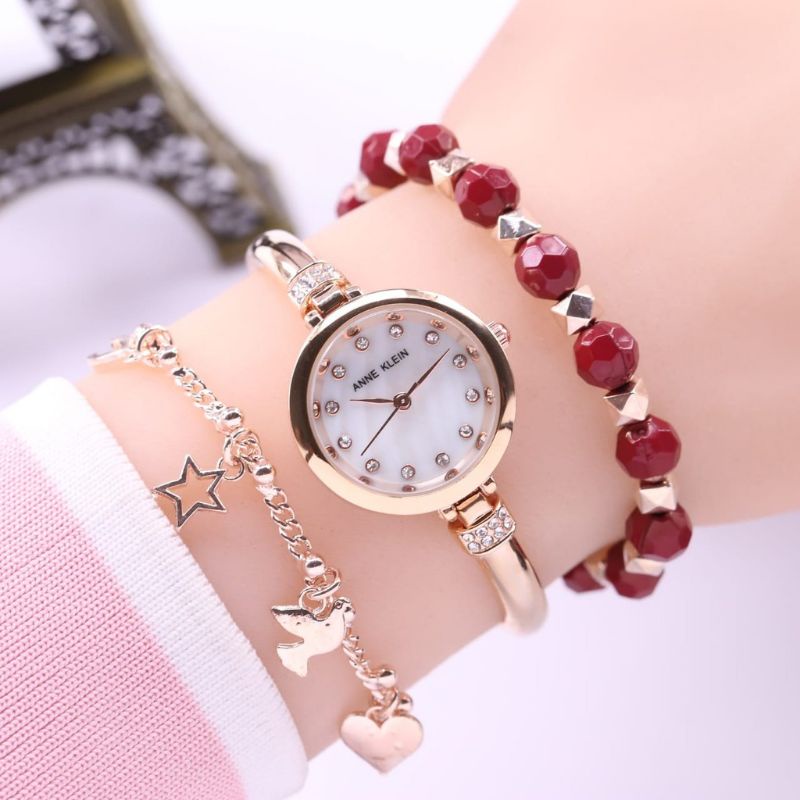 [FREE 2 GELANG] 5 Warna Jam Tangan Wanita Anne.Klein AK Rantai Mini Paket Gelang