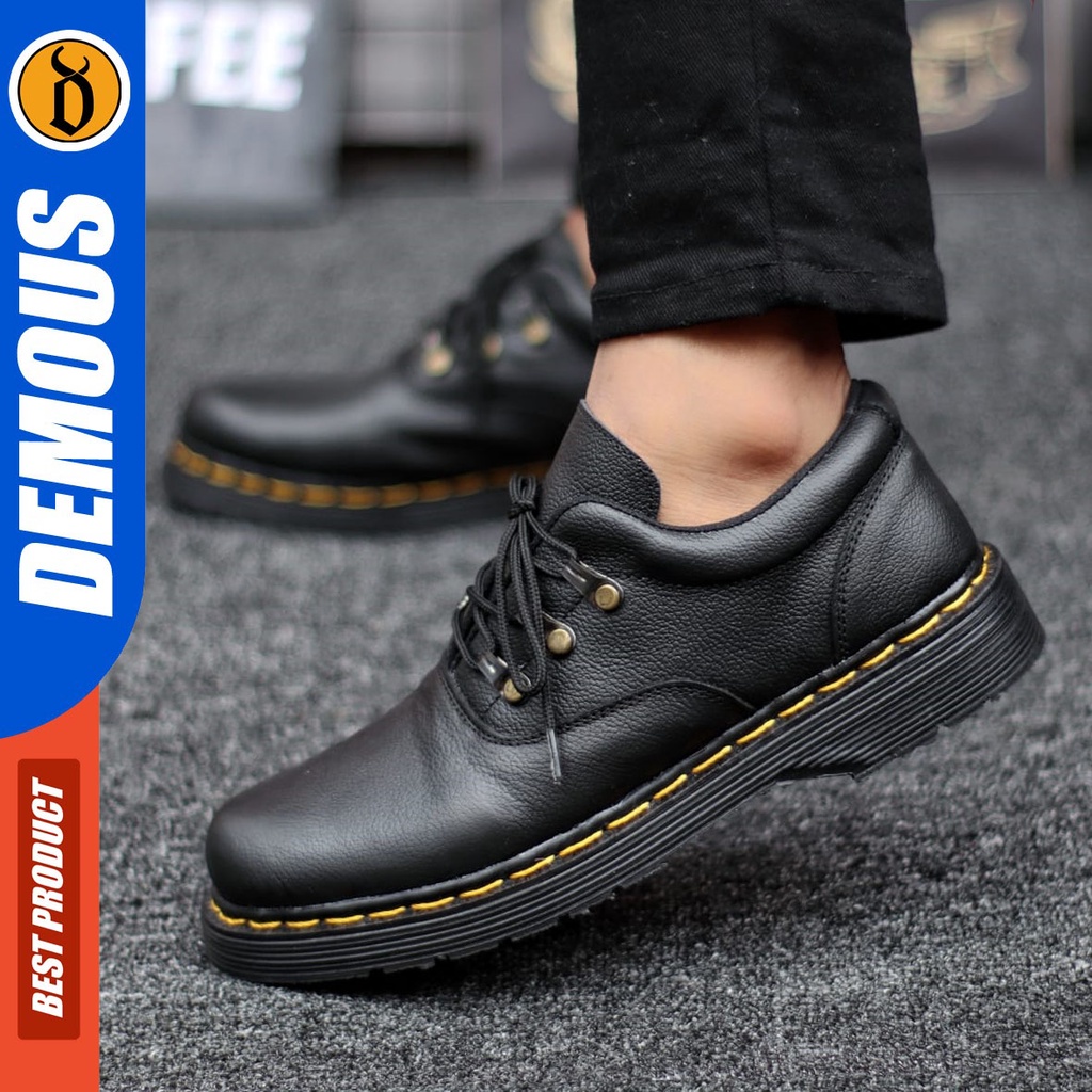 DEMOUS Hagrid - Sepatu Pantofel Formal Docmart Low Boots Kulit Asli Kerja Pria