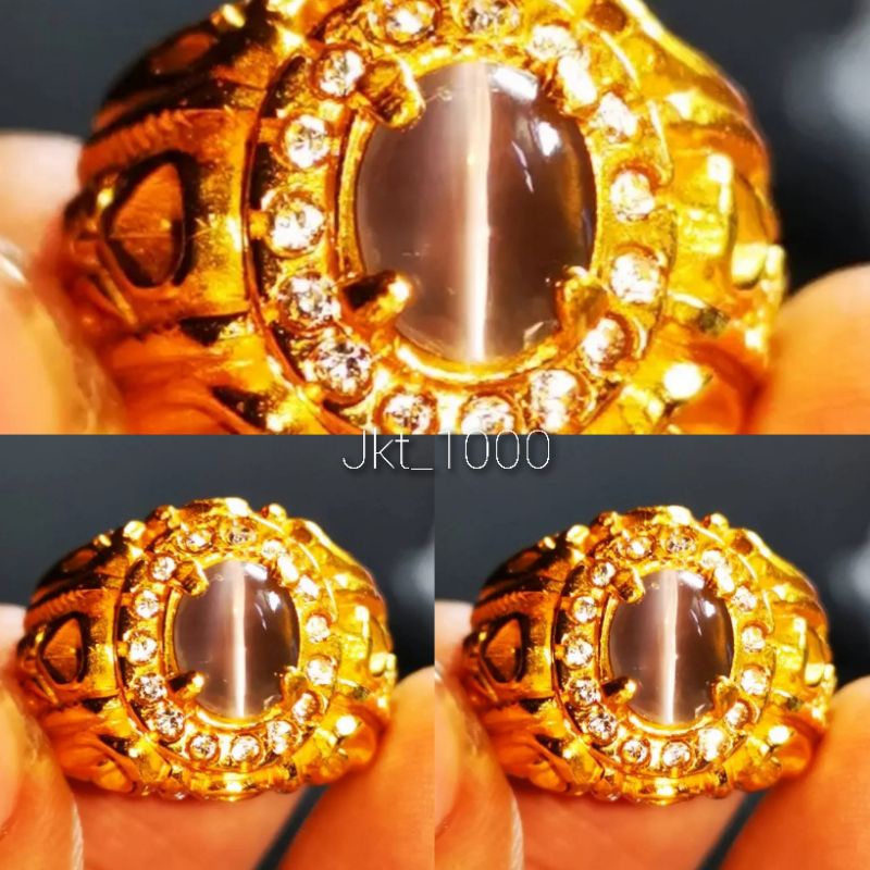 CINCIN BATU AKIK ASLI MATA KUCING LURUS BAGUS/ CAT'S EYE