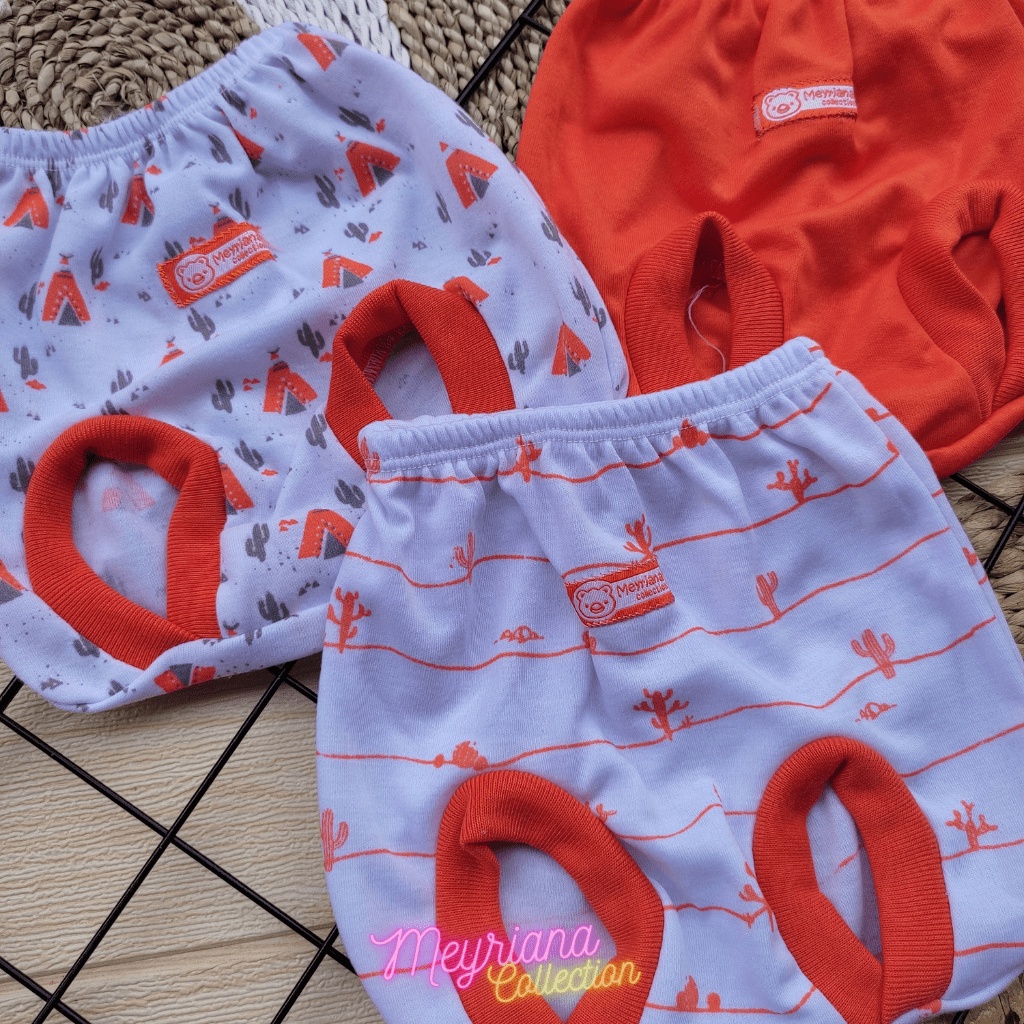 3 Pcs Celana Pop Bayi Baru Lahir Celana Kacamata Bayi Seri Orange Meyriana Collection