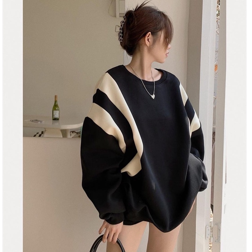 LINES SWEATER OVERSIZE CREWNECK WANITA KOREAN STYLE - TERBARU