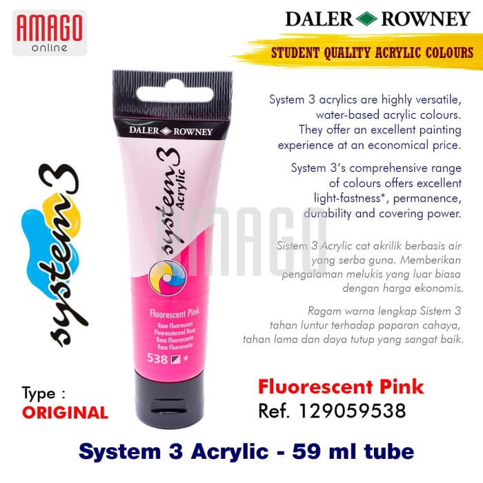 

Kusus Hari Ini Daler-Rowney- System 3 Acrylic 59 Ml - Fluorescent Pink - 129059538 Promo