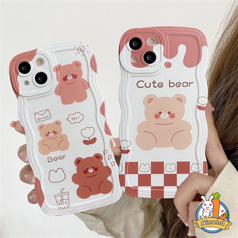 Soft Case Silikon Motif Kartun Beruang Untuk iPhone 14 13 12 11 Pro Max X Xr Xs Max 8 7 6 6s Plus