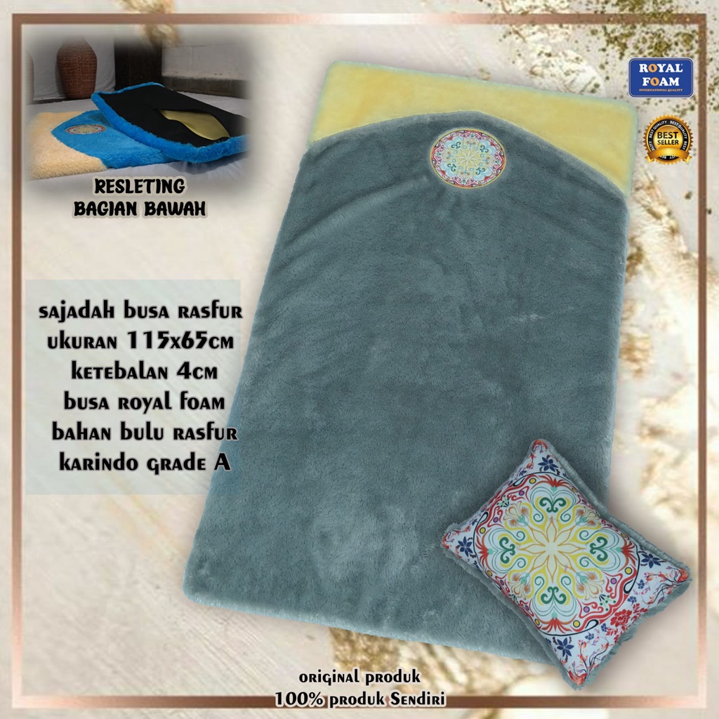 Mubarokkidstore - Sajadah Bulu Rasfur Ukuran 115x65 cm Tebal 4 cm Murah Free Bantal