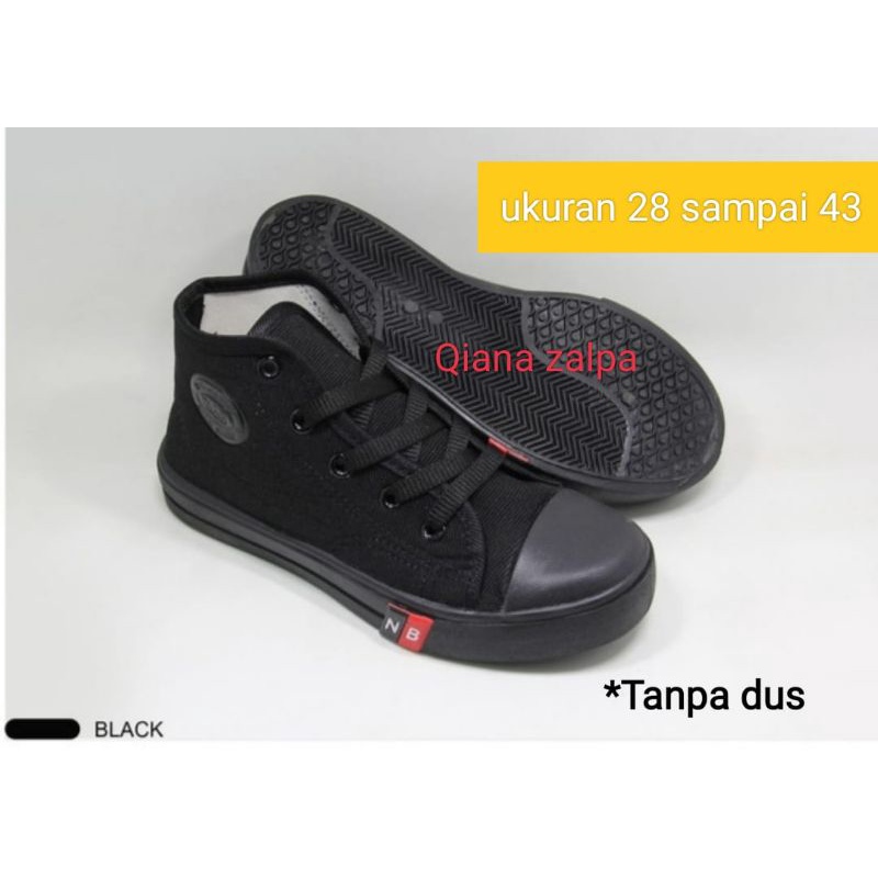 sepatu sekolah n.b bahan kanvas terlaris hitam polos