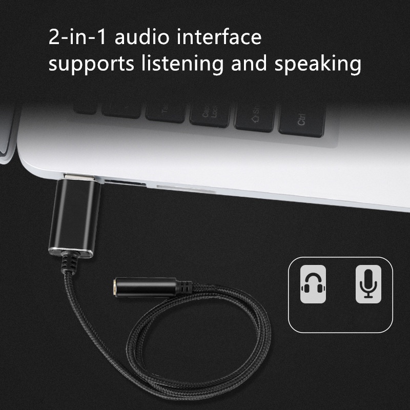2 in 1 Adapter Sound Card USB Ke Jack 3.5mm 4-core Stereo Audio Untuk PC Laptop PS5 PS4 Headphone Mikrofon Speaker