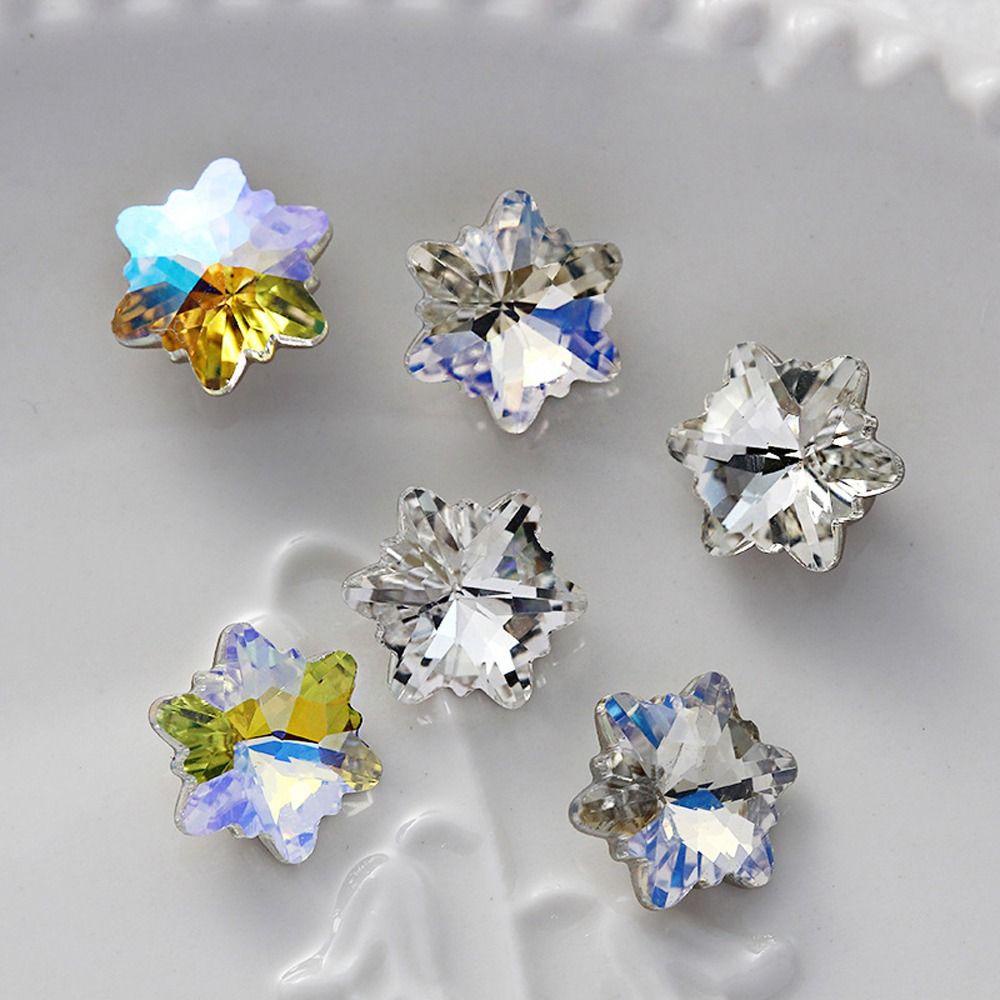 Needway Snowflake Nail Rhinestones Aurora 10 Pcs Wanita Menunjuk Kembali Membuat Perhiasan DIY Craft Kristal Kuku Charms