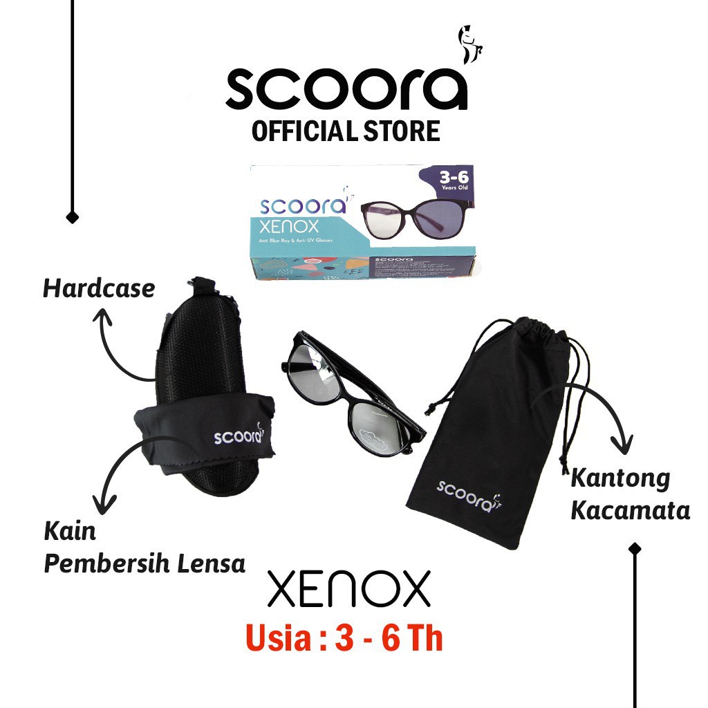 Scoora Xenox Suglasses (anak 3-6 th) (7 tahun - dewasa 25 tahun)  / Kacamata Anak anti radiasi dan Sinar UV/ kacamata