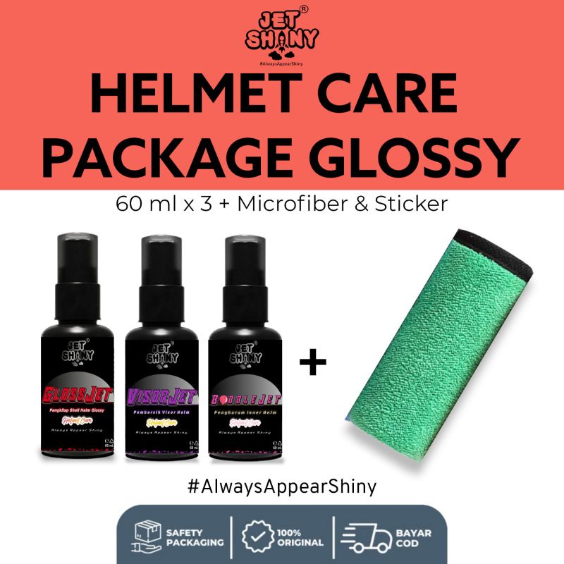 JetShiny Paket Helmet Care Glossy &amp; Doff | Proteksi , Pembersih dan Pewangi Helm 60 mL