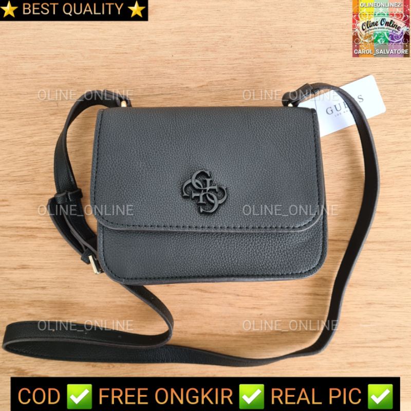 tas noelle crossbody bag selempang wanita perempuan kecil flap bag gs logo coffee beige pink brown black black hardware remaja kuliah gb