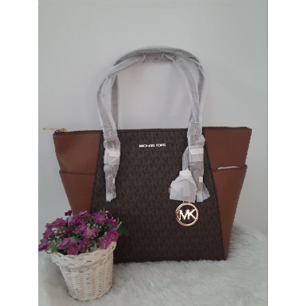 Tas Michael Kors Charlotte Signature Brown Large TZ Tote / MK Charlotte Tote Large